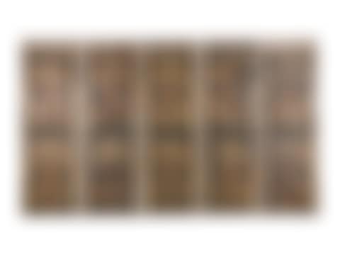 A Set of Five Continental Painted Leather Panels (preview)