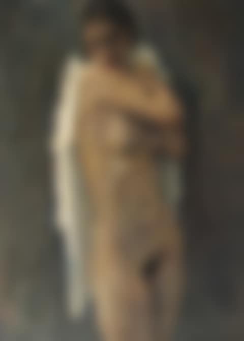 Standing nude with white drapery (preview)