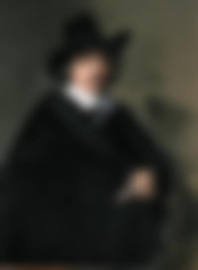 Portrait of a gentleman in a black coat and cape holding gloves (preview)
