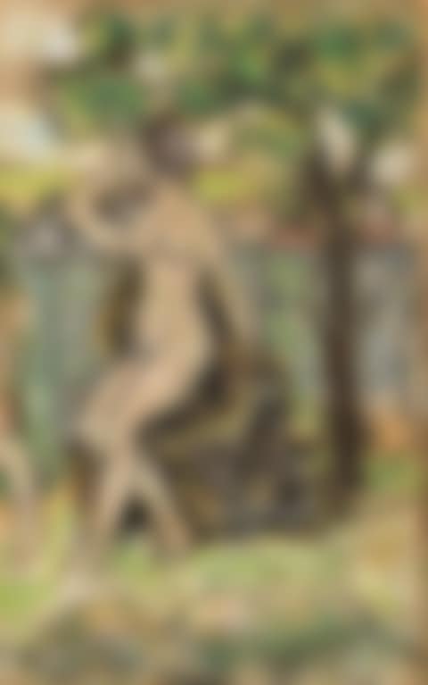 Nude woman seated on rock (preview)