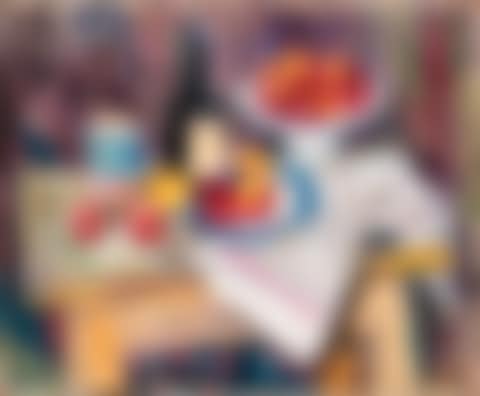 Nature morte au compotier blanc et a l'assiette bleue (preview)