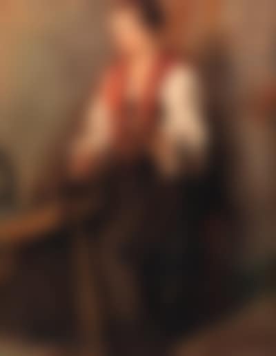 Study of peasant girl at spinning wheel (preview)