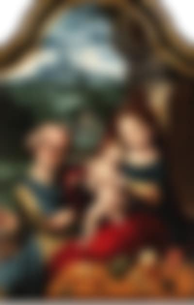 Holy Family with village and mountains beyond (preview)