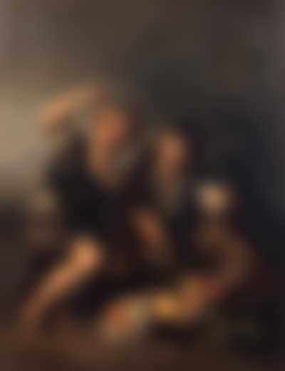 Boys seated in landscape eating melon (preview)
