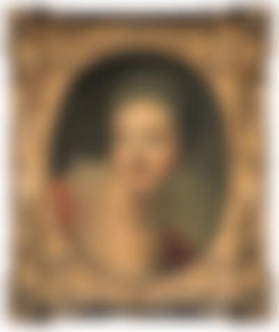 Portrait of lady wearing pink dress with white lace collar (preview)