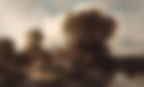 Man in boat by cottage in wooded river landscape (preview)