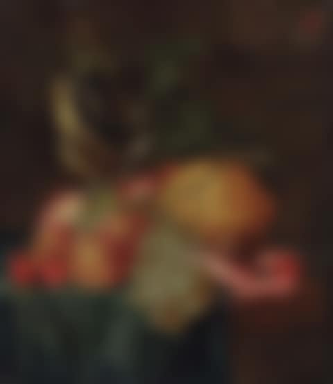 Still life with shrimp, grapes, cherries, peaches and glass goblet (preview)