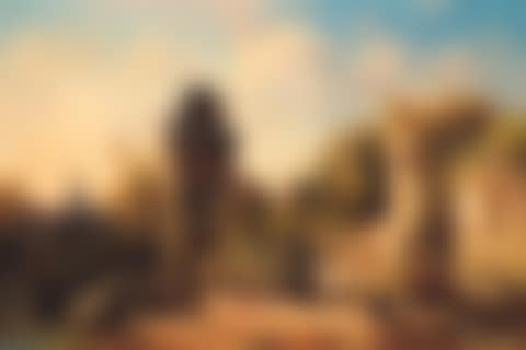 Figures gathering near gate of town (preview)