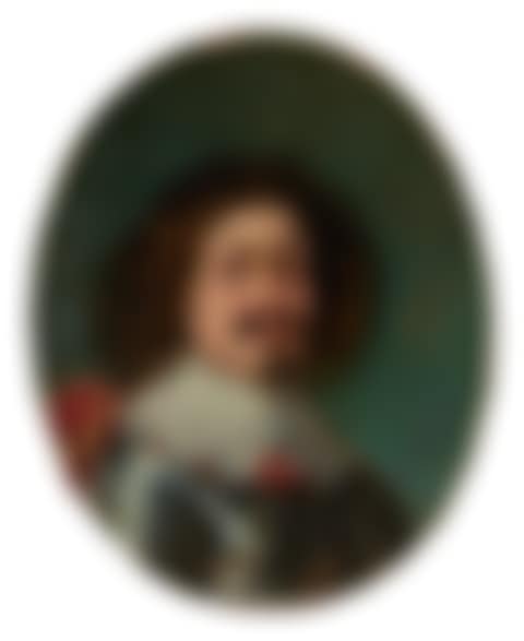 Portrait of a military officer, bust-length, wearing armor, a red sash, and a lace collar (preview)