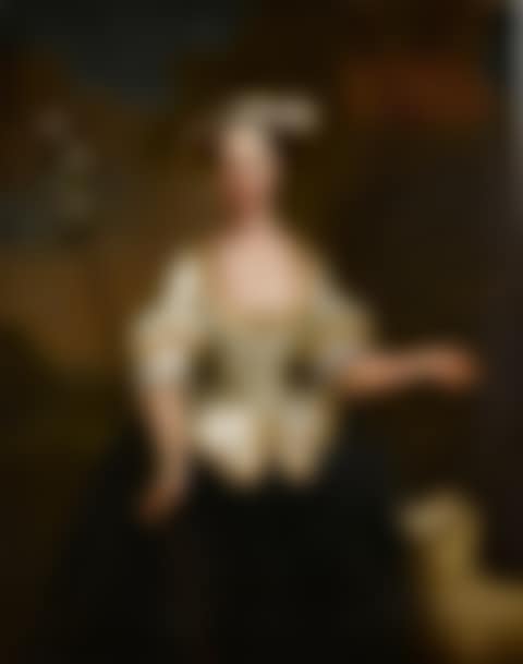 Portrait of Mary Bartholomew, as a shepherdess, three-quarter-length, holding a crook and with a lamb at her side (preview)
