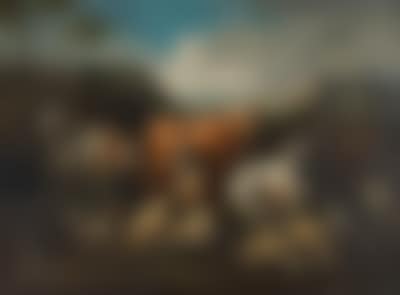 Umkreis/circle Hirte und Bäuerin mit Weidevieh in heroischer Landschaft (preview)