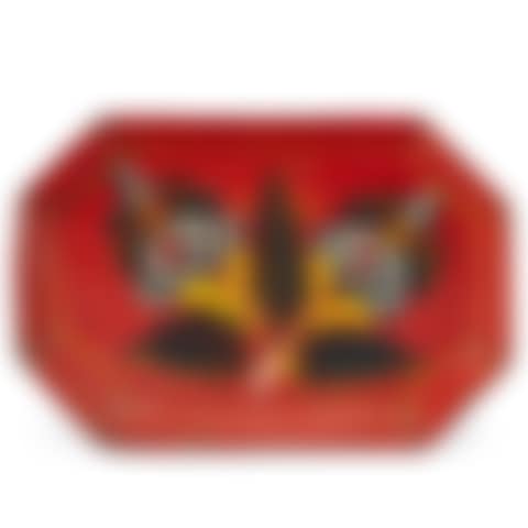 A RED-PAINTED TOLEWARE OCTAGONAL TRAY (preview)