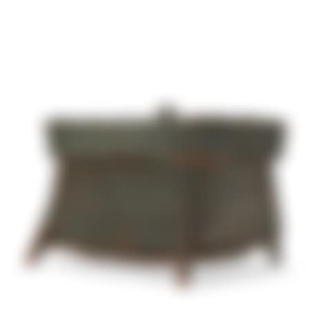 A GREEN-PAINTED WOVEN SPLINT RECTANGULAR LIDDED BASKET ON ASH FEET  (preview)