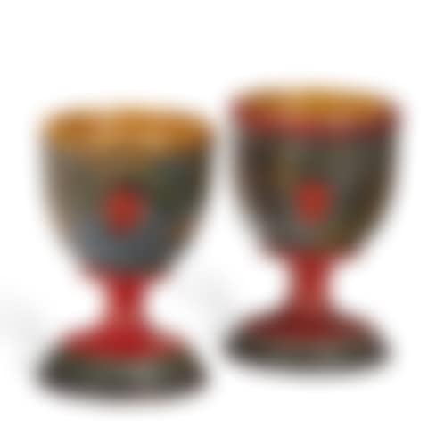 TWO PAINT-DECORATED LEHNWARE EGG CUPS (preview)