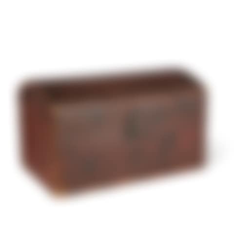 A RED AND BLACK GRAIN-PAINTED AND LION-DECORATED WHITE PINE DOME-TOP TRUNK (preview)