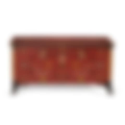 A FEDERAL RED-PAINTED AND POLYCHROME-DECORATED POPLAR BLANKET CHEST (preview)