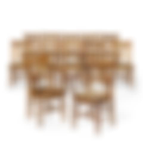 AN ASSEMBLED SET OF TWELVE CLASSICAL PAINT AND GILT DECORATED DINING CHAIRS  (preview)