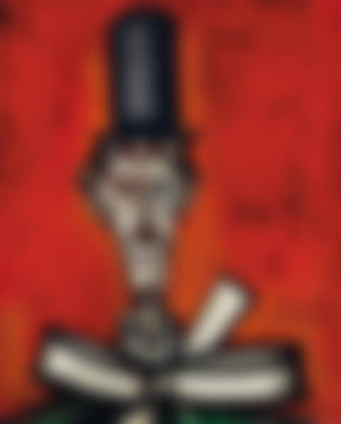Clown au chapeau noir fond rouge (preview)