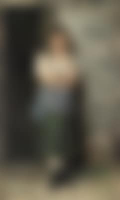 Girl Leaning Against the Wall of a House (preview)