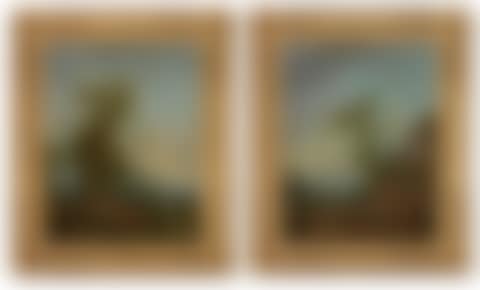 Figures by ruins in a landscape; and Figures by a river in a landscape (preview)