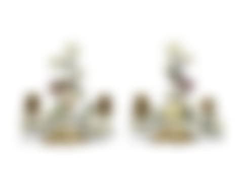 THE MEISSEN PORCELAIN CIRCA 1745, THE CONTINENTAL PORCELAIN FLOWERS 18TH CENTURY AND LATER, THE MOUNTS MID-18TH CENTURY, FIGURES WITH BLUE CROSSED SWORDS MARK TO BACK OF BASES (preview)