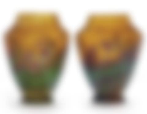 Two Mottled Glass Vases With Millefiore Decoration (preview)