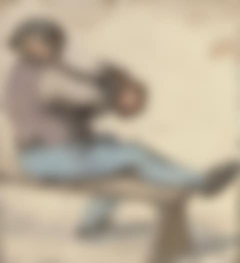 Seated drinker holding an earthenware pot (preview)