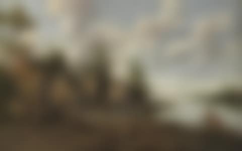 A village with figures outside an inn, a church beyond. A riverside village with fishermen and figures conversing (preview)