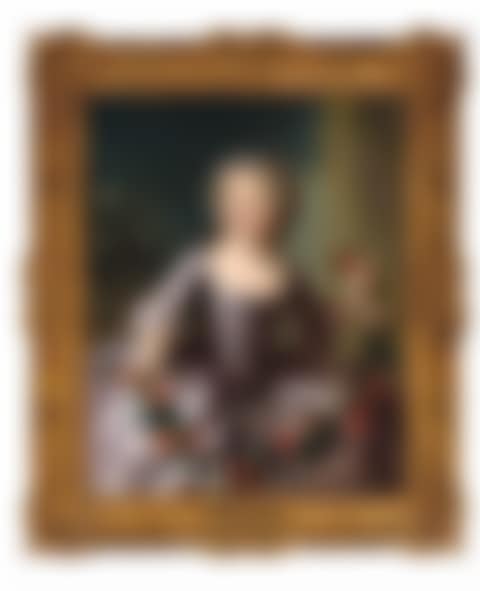 Portrait of a young girl, three-quarter-length, in a lilac dress (preview)