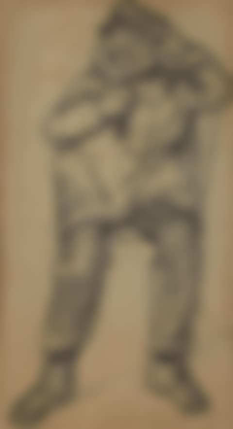 Orphan man, wearing a blouse, sitting with a pipe (preview)