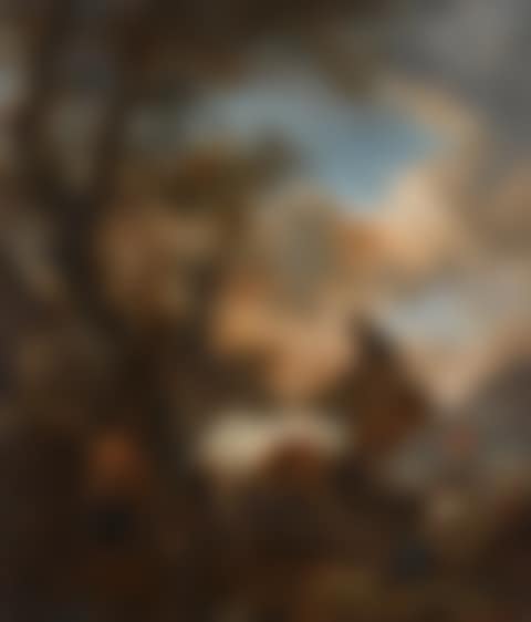 Landscape near the edge of a wood with peasants resting and watering their horse (preview)