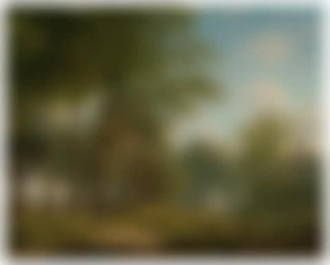 Shepherd resting on a country lane near a castle (preview)