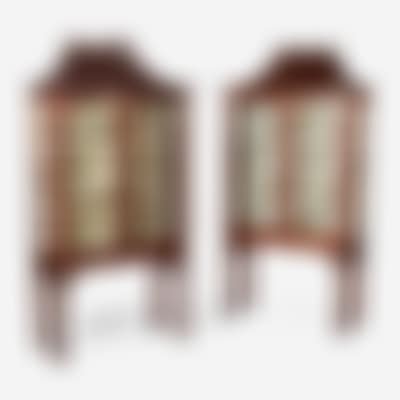 A pair of Chinese Chippendale style carved mahogany and glass display cabinets 20th century (preview)