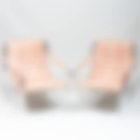 Pair of Modern Chrome and Textured Leather 'Crocodile' Chairs (preview)