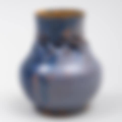 Blue Glazed Pottery Cinched Vase (preview)