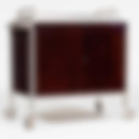 Brushed Metal and Mahogany Lined Rolling Bar Cart (preview)