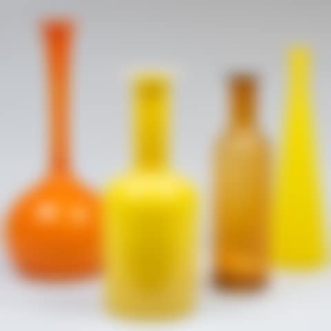 Group of Four Colored Glass Vases (preview)