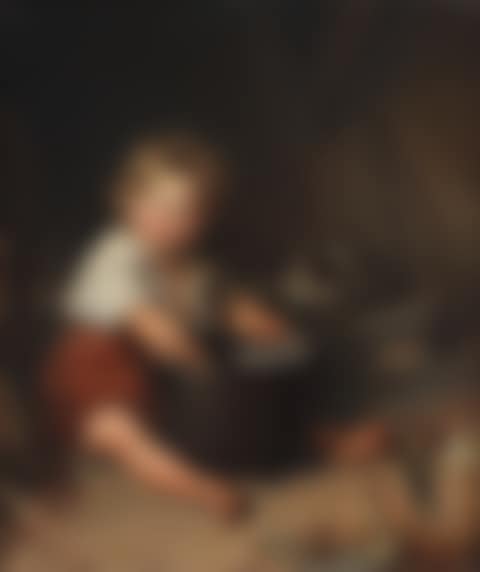 A child with a cat in an interior (preview)