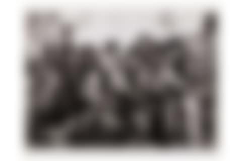LARGE PRESS PRINT OF MARLENE DIETRICH SIGNING AUTOGRAPHS FOR THE TROOPS IN EUROPE (preview)
