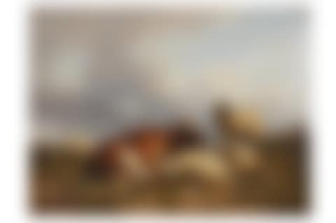 Landscape with a cow and sheep (preview)