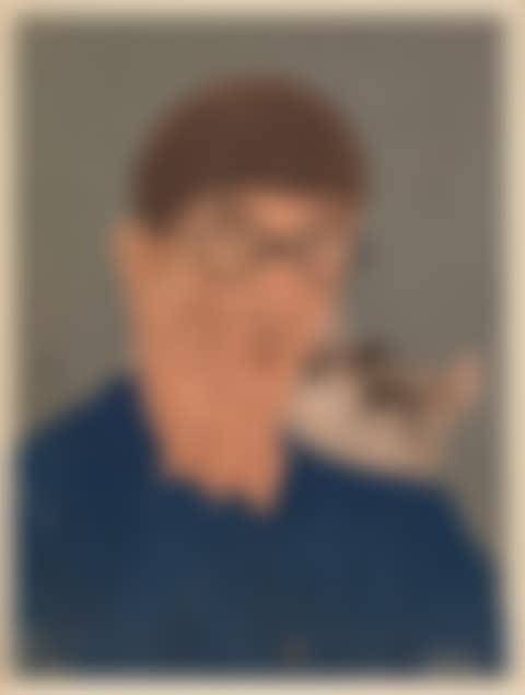 Self-portrait with cat (preview)