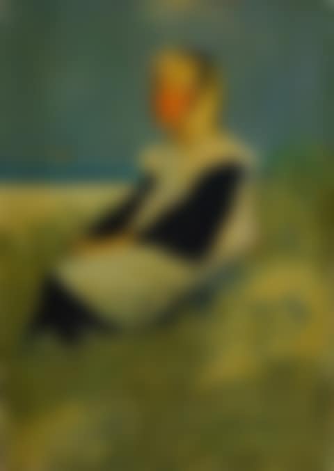 Sketch of a girl seated on a sand dune (preview)