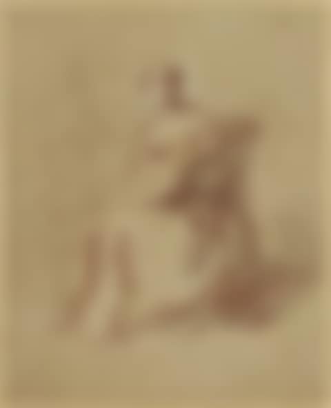 Study of a seated woman, holding a guitar (preview)