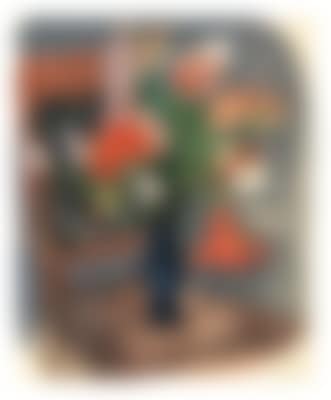 Blumen in blauer Vase auf einem Sessel (preview)
