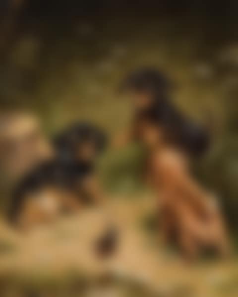 Three dachshunds with stag beetle (preview)