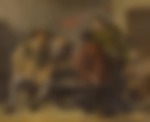 Figures playing cards inside an inn (preview)
