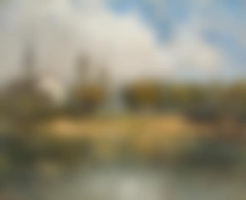 Landscape with farmhouses on a lakeshore (preview)