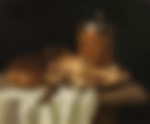 Still life with bread, ham, a beer jug and a water glass (preview)