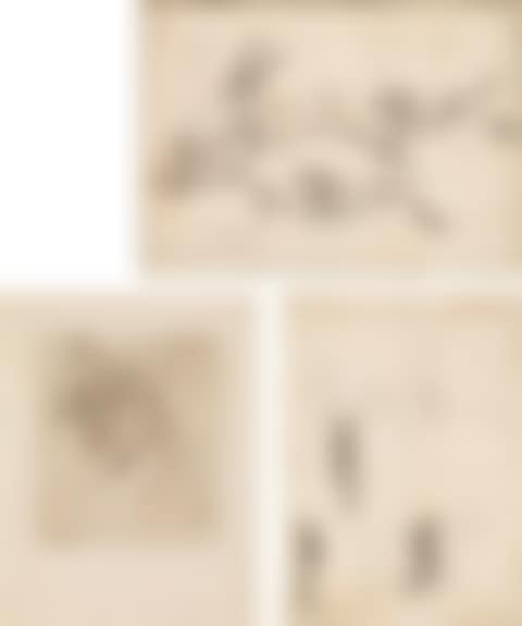 Von Hunden gehetzter Hirsch & Drei Hundeköpfe (2 drawings) (preview)