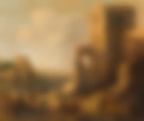 Peasantry in front of the ruins of a castle (preview)